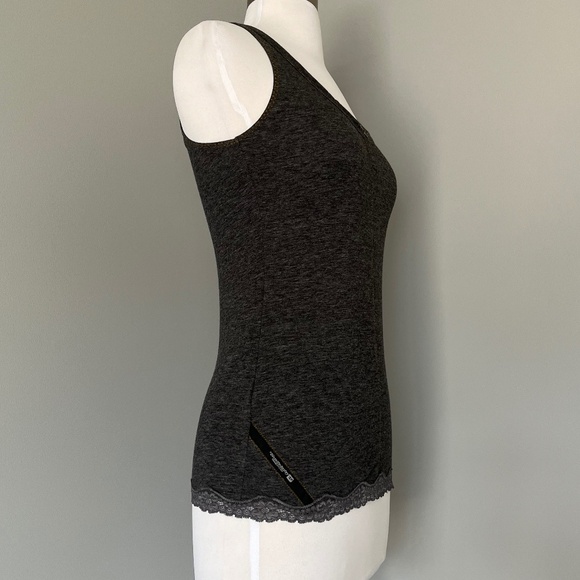 Diesel Lingerie Underwear Loung Pajama Cotton blend Gray Logo Lace Trim Tank Top - Picture 3 of 14
